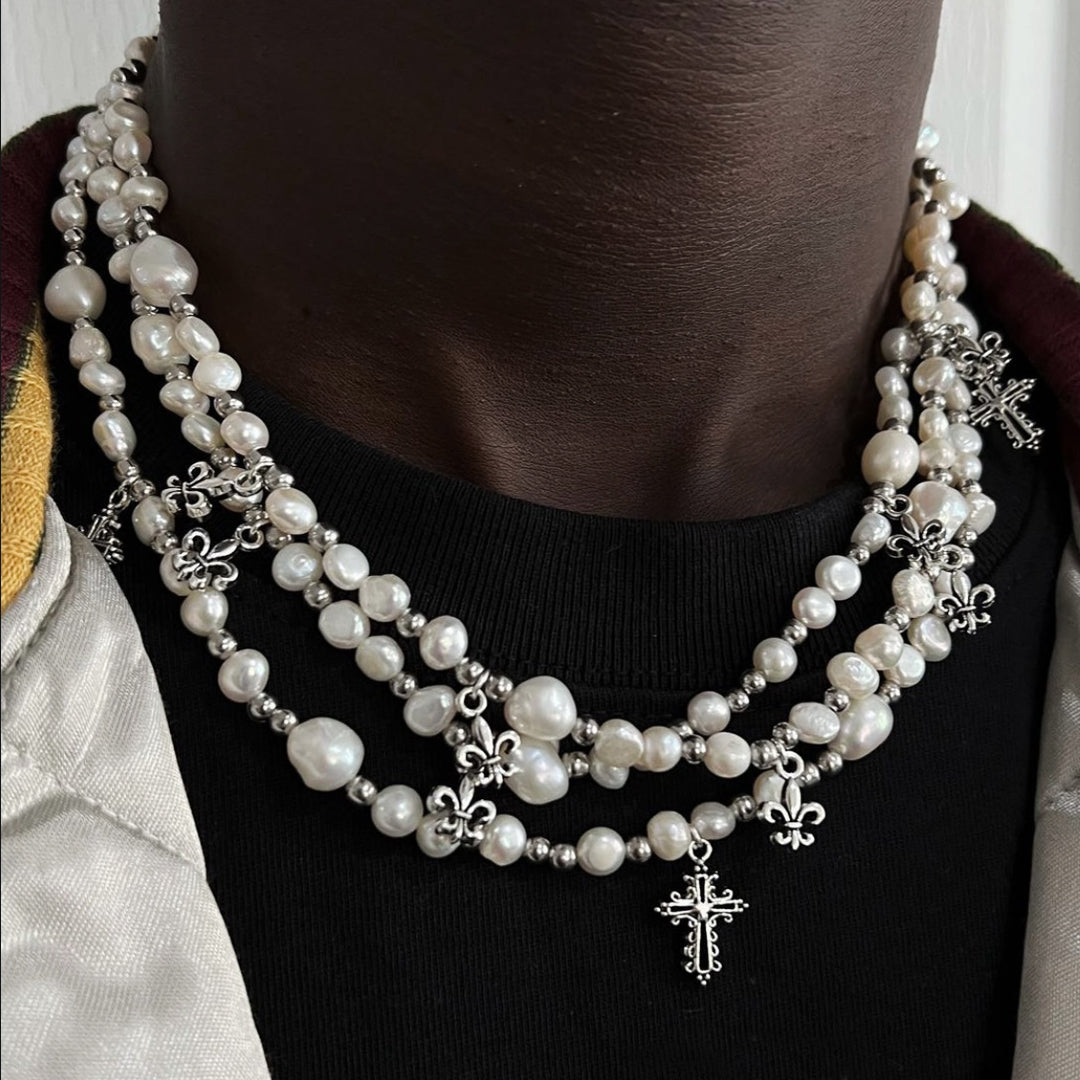 Cross Pearl Necklace
