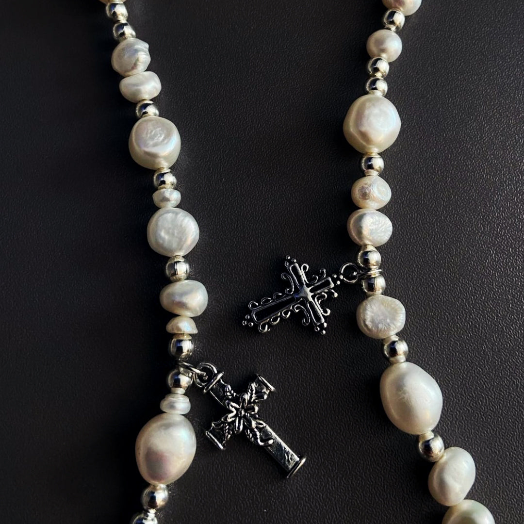 Cross Pearl Necklace