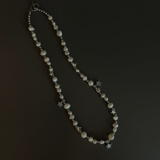 Silver Star Pearl Necklace