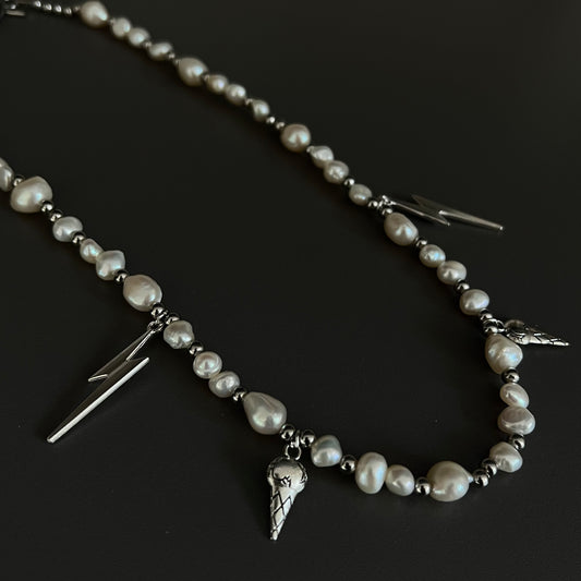 Lightning Cone Pearl Necklace