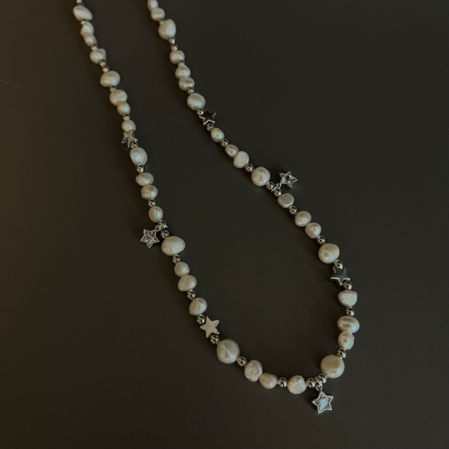 Silver Star Pearl Necklace